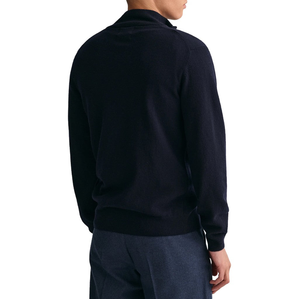 Gant Wollen trui met halve rits – Marineblauw