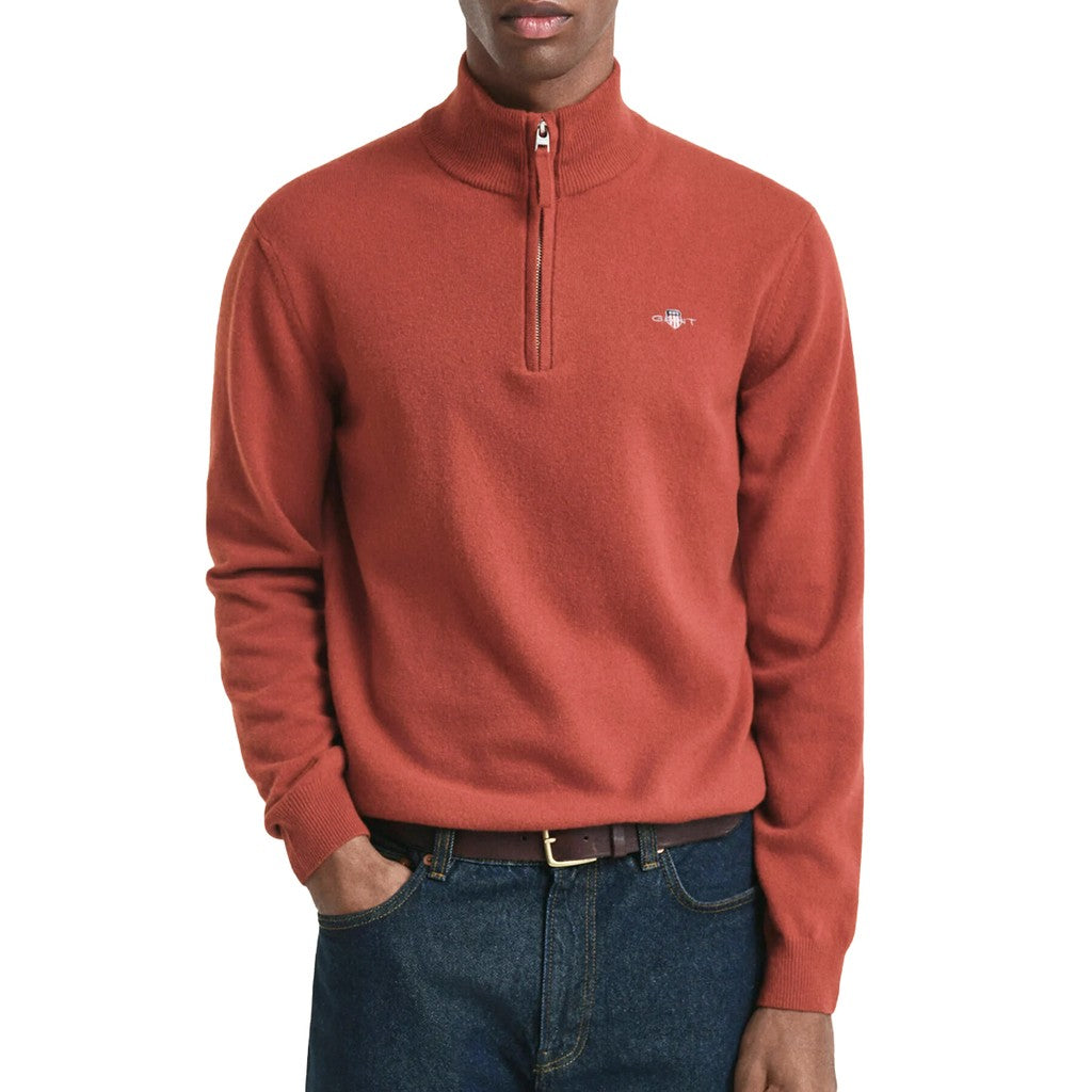 Gant Wollen trui met halve rits – Rood