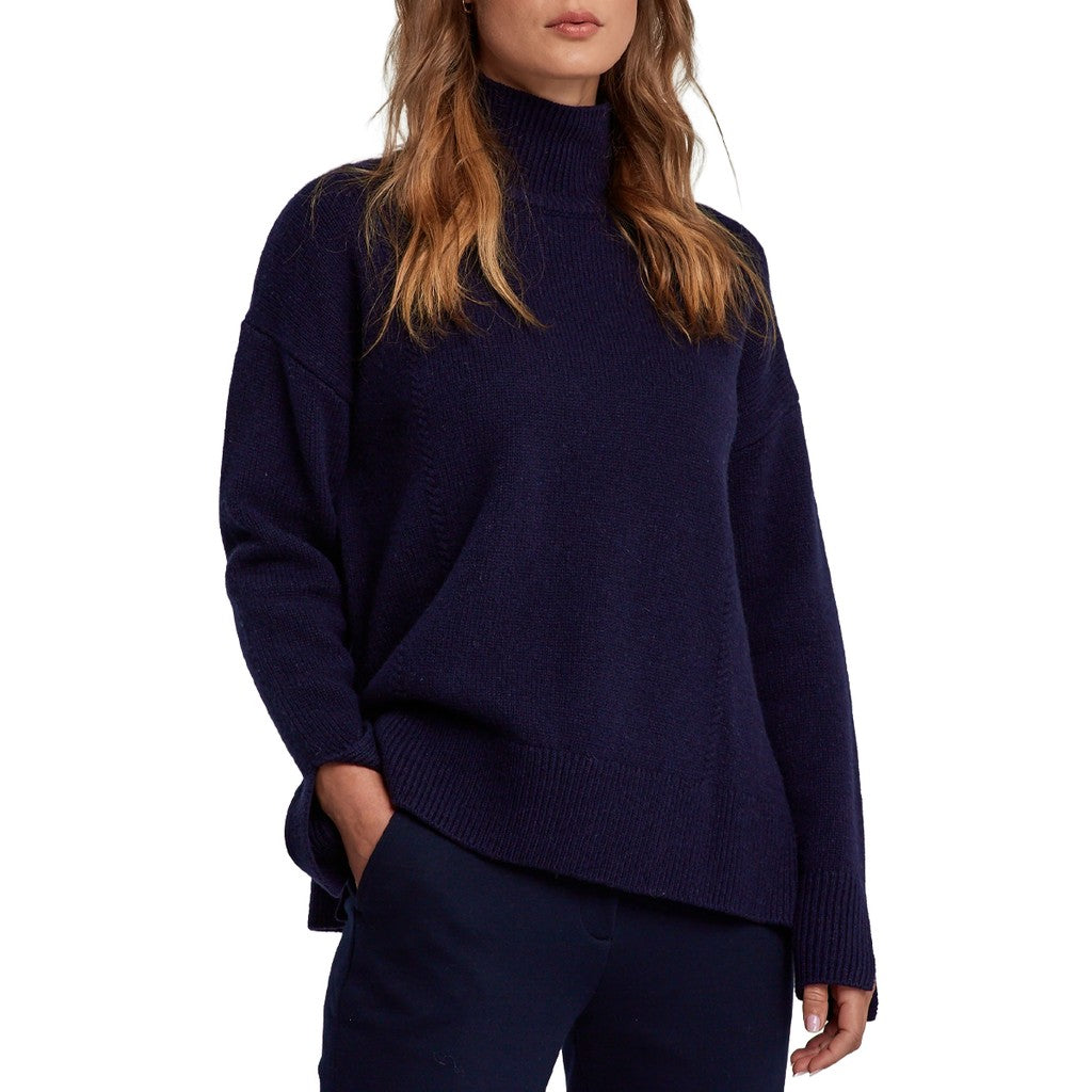 Gant Wollen trui met opstaande kraag – Marineblauw