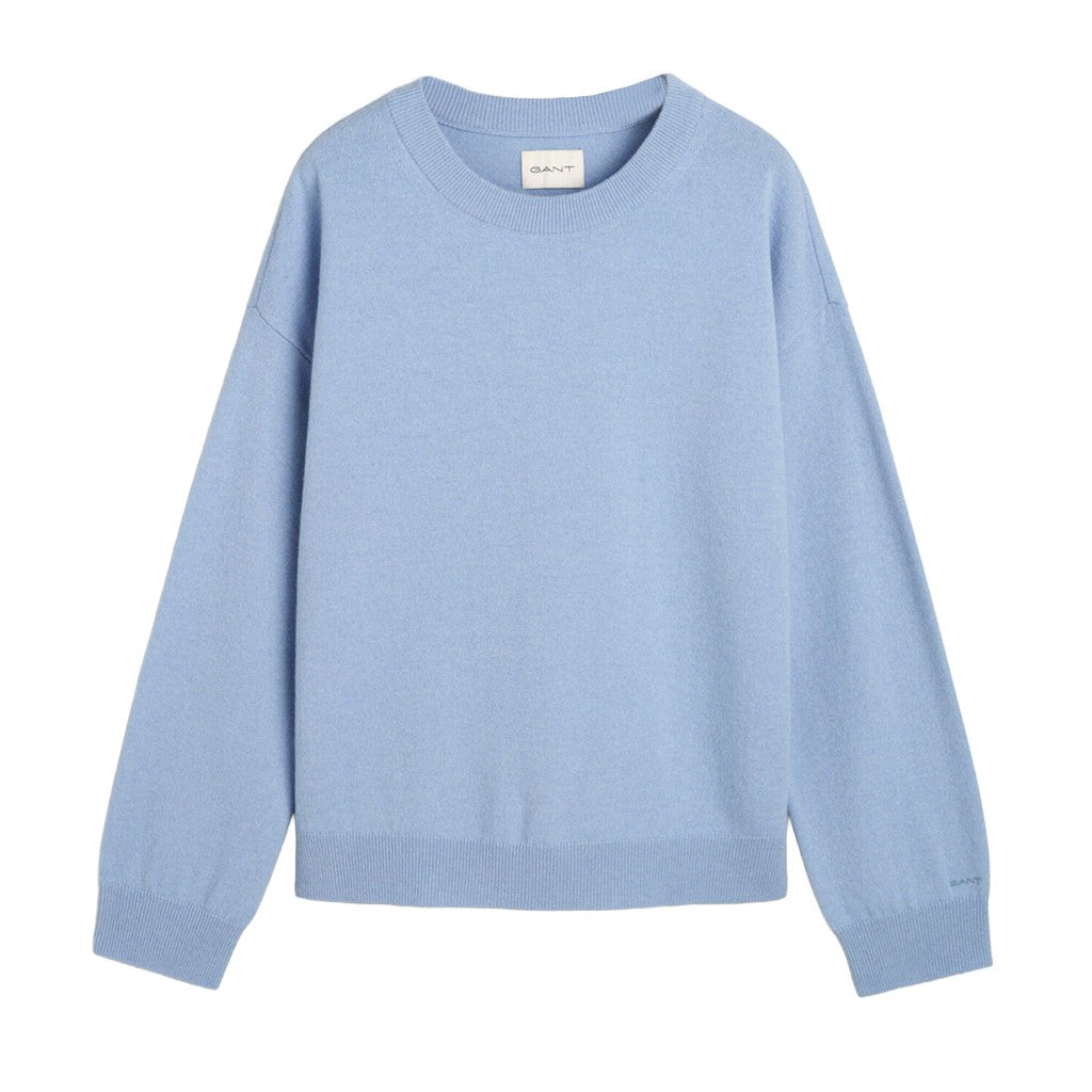 Gant Wollen trui met ronde hals Dames – Lichtblauw