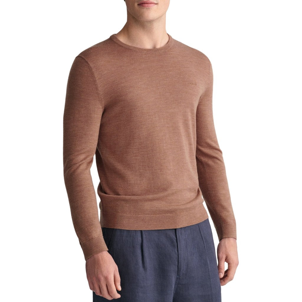 Gant Wollen trui met ronde hals Heren – Beige
