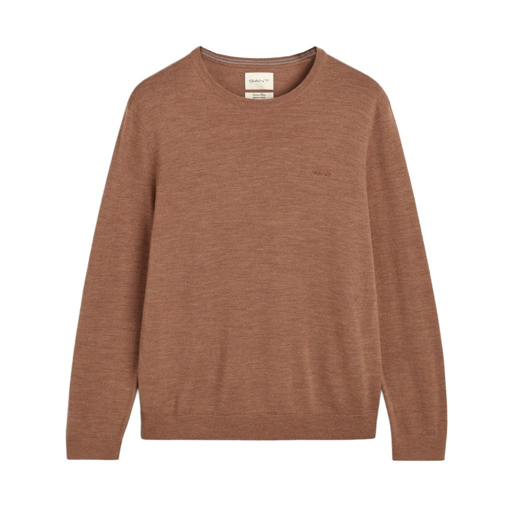 Gant Wollen trui met ronde hals Heren – Beige