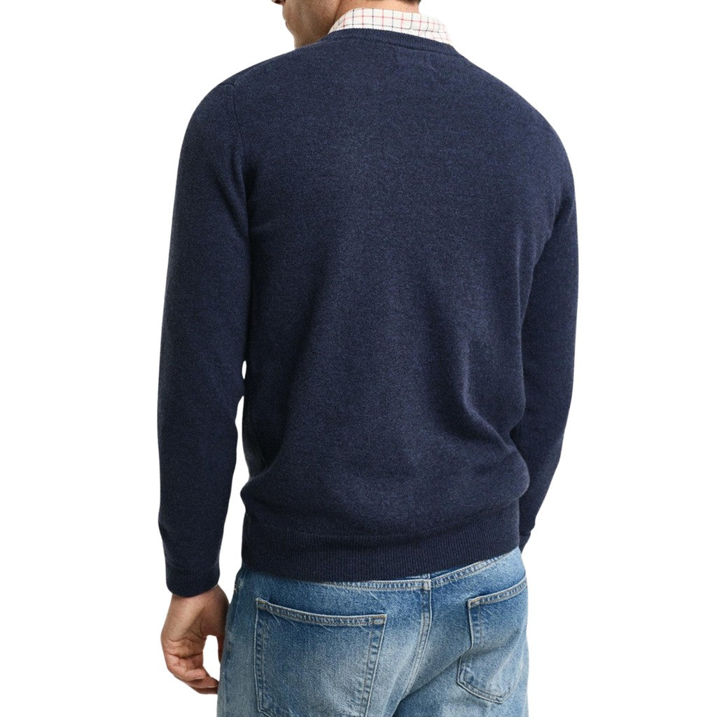 Gant Wollen trui met ronde hals Heren – Donkerblauw