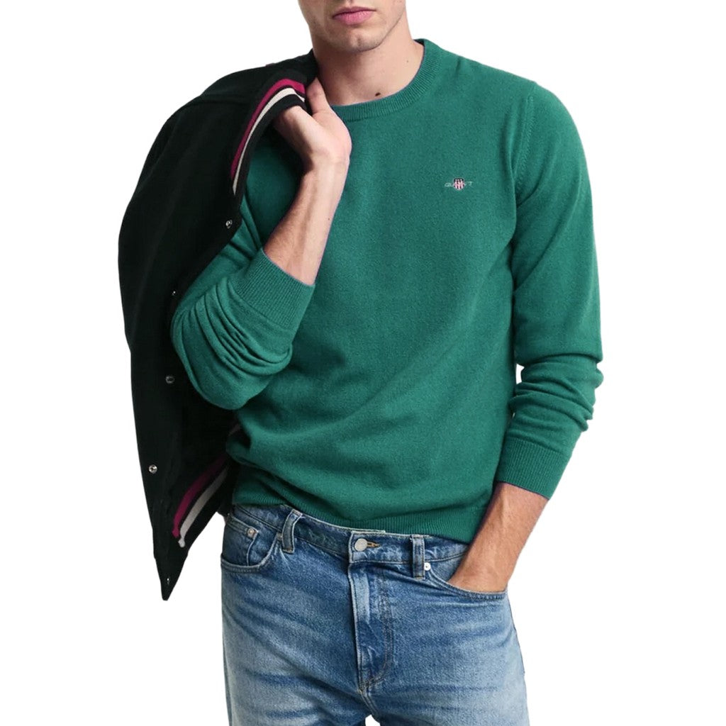 Gant Wollen trui met ronde hals Heren – Groen