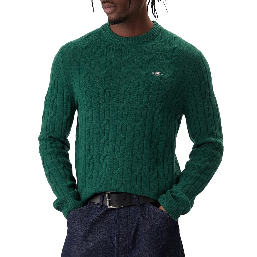 Gant Wollen trui met ronde hals Heren – Groen