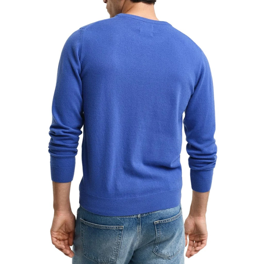 Gant Wollen trui met ronde hals Heren – Kobaltblauw