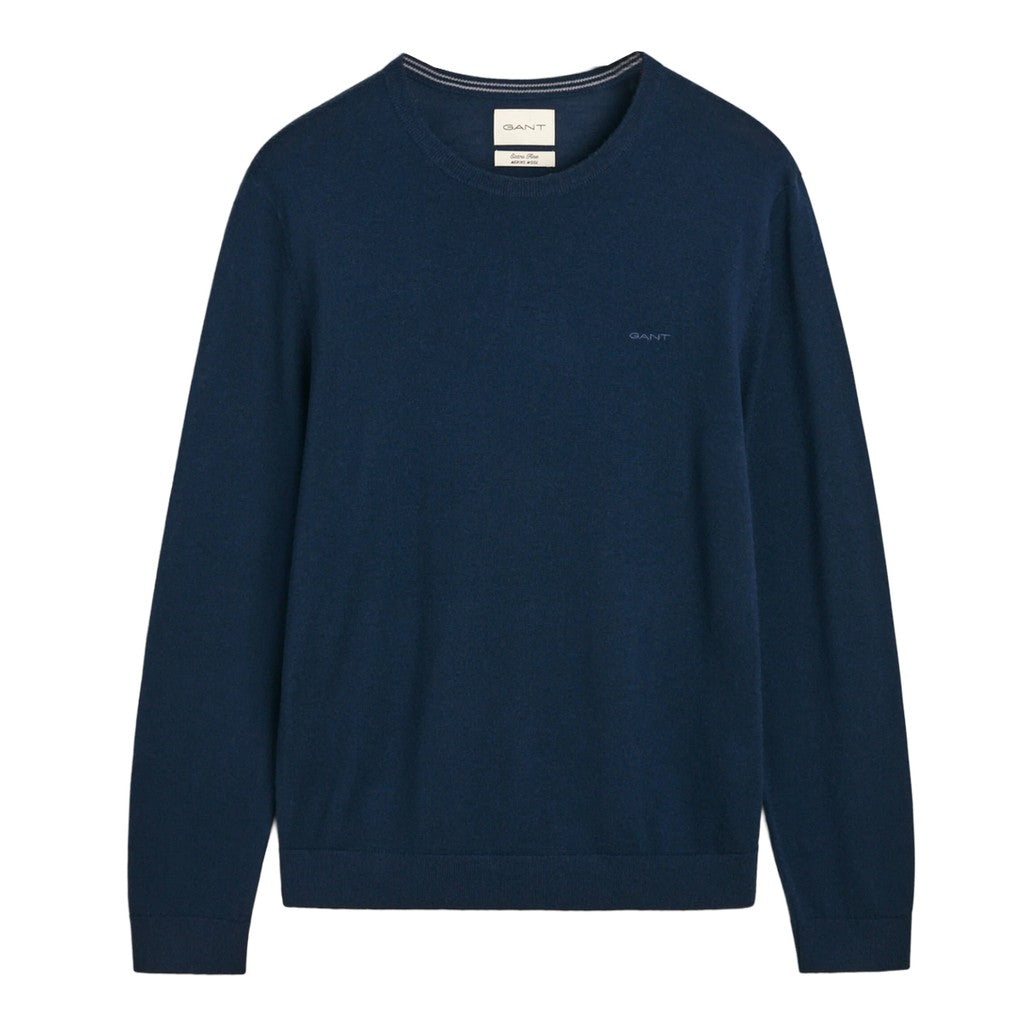 Gant Wollen trui met ronde hals Heren – Marineblauw