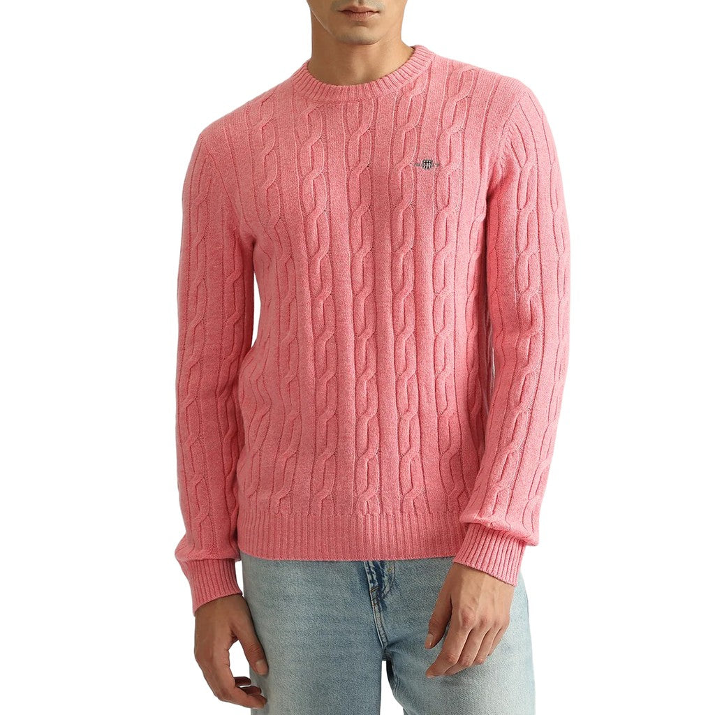 Gant Wollen trui met ronde hals Heren – Roze