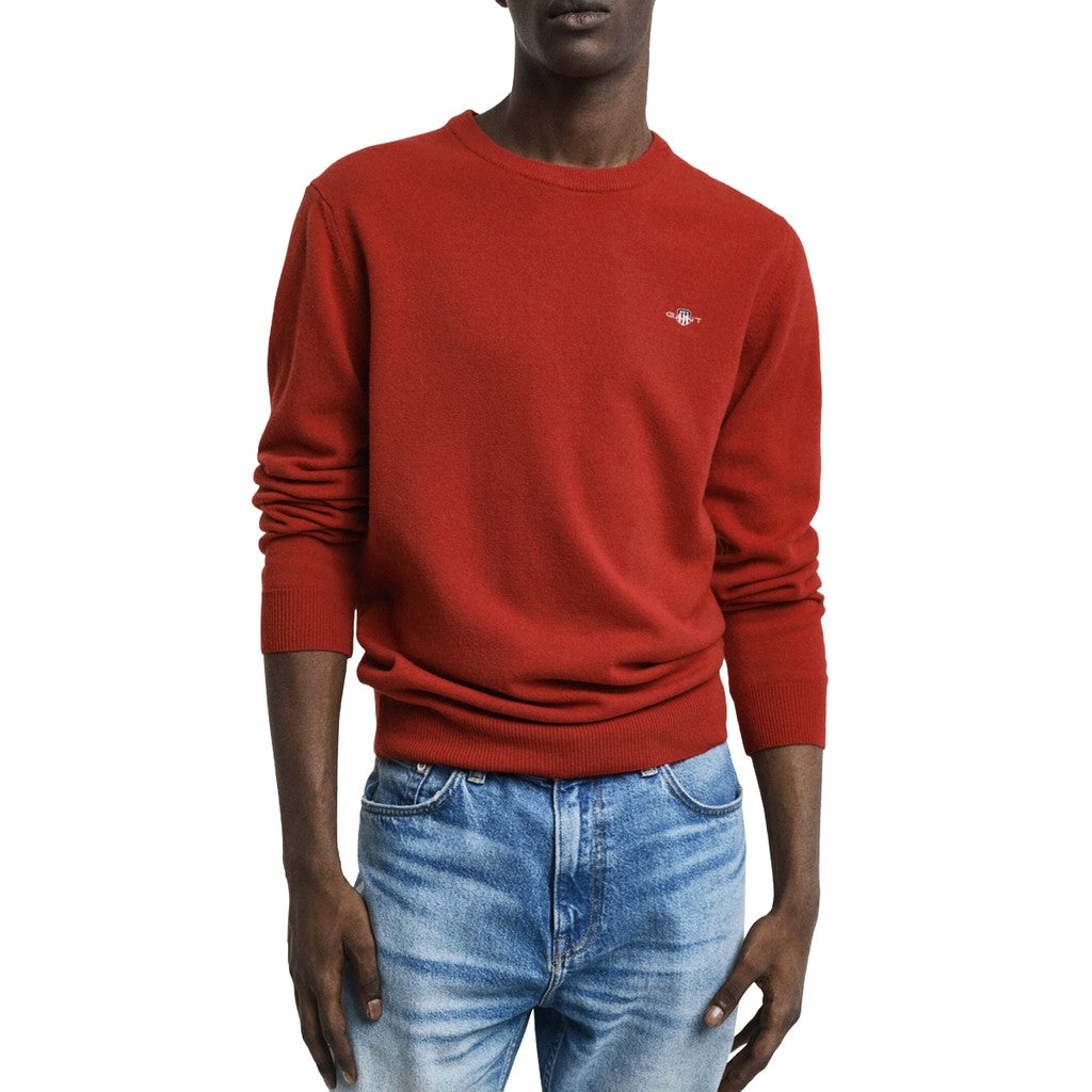 Gant Wollen trui met ronde hals Heren – Terracotta