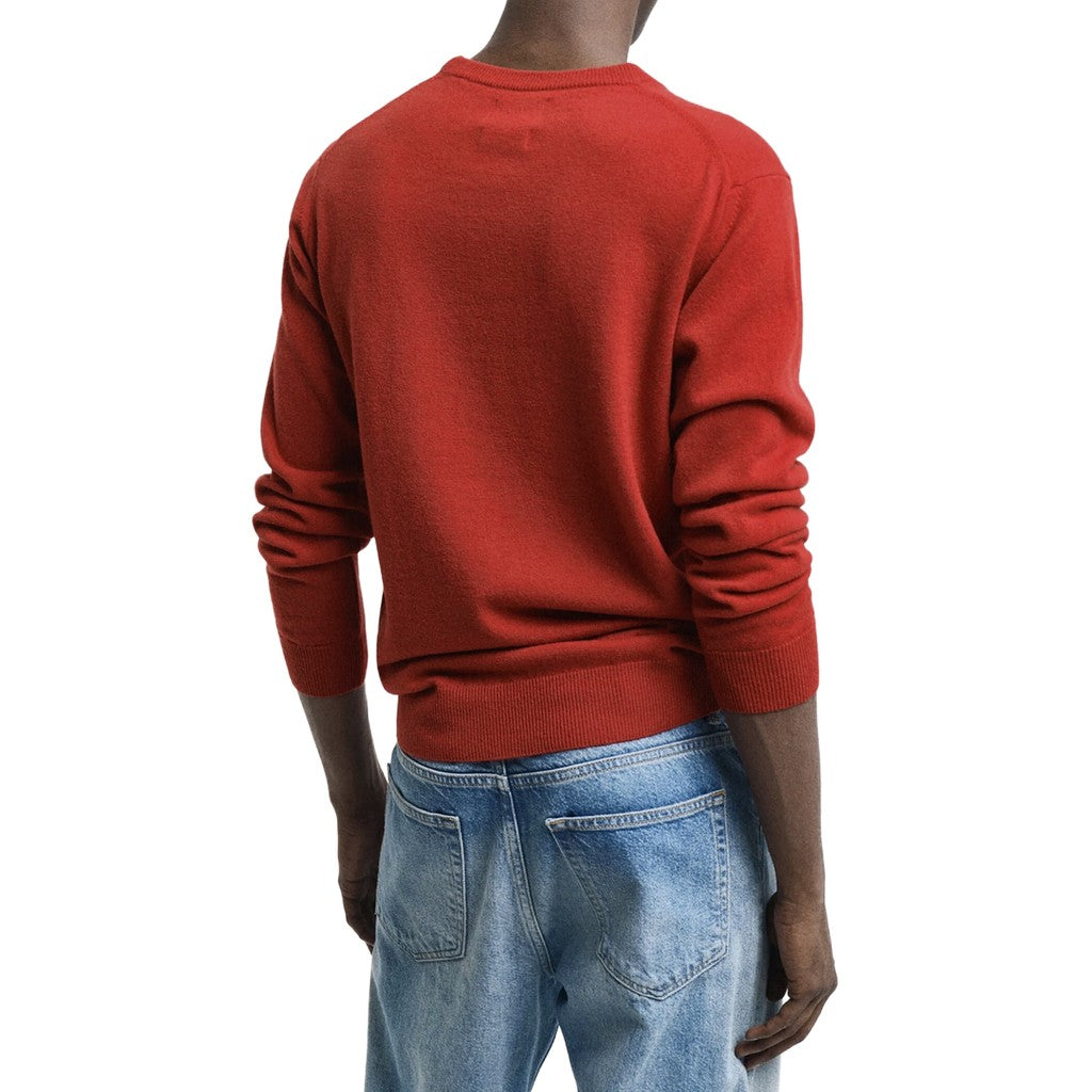 Gant Wollen trui met ronde hals Heren – Terracotta
