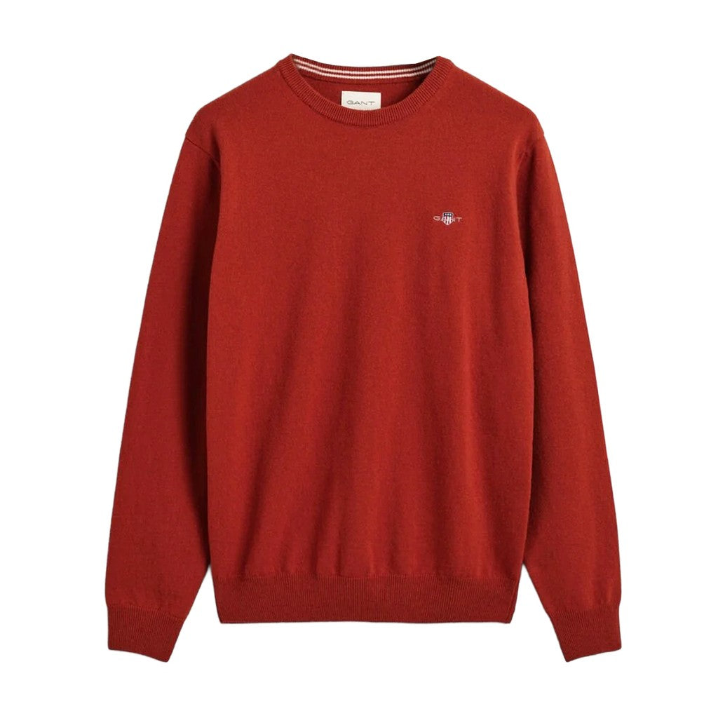 Gant Wollen trui met ronde hals Heren – Terracotta