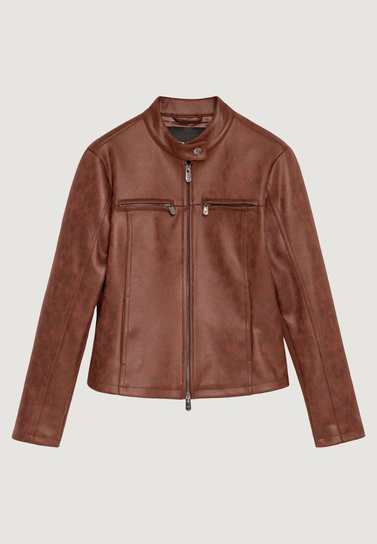 Desigual Bikercy Bikerjack met dubbele ritssluiting – Bruin
