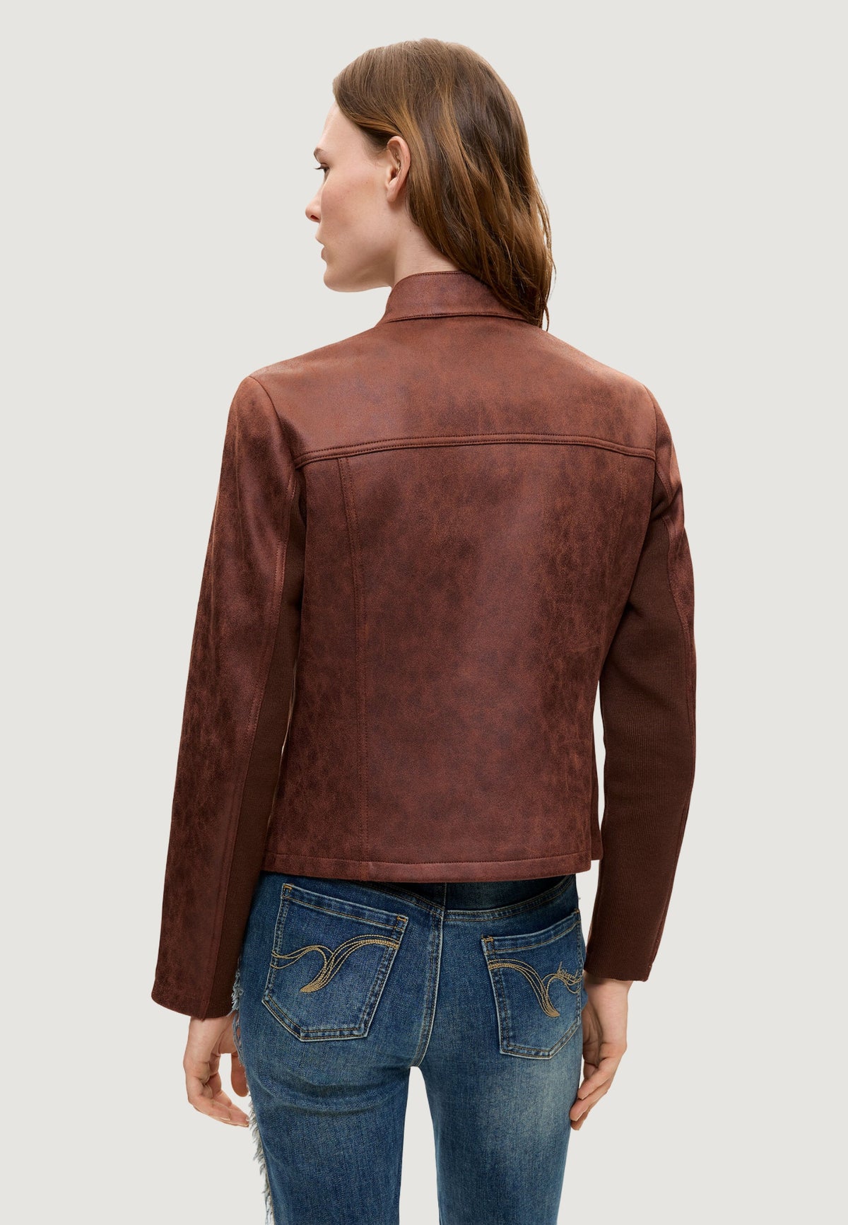 Desigual Bikercy Bikerjack met dubbele ritssluiting – Bruin