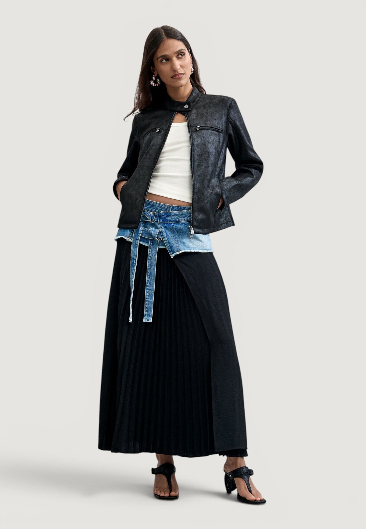 Desigual Bikercy Bikerjack met dubbele ritssluiting – Zwart