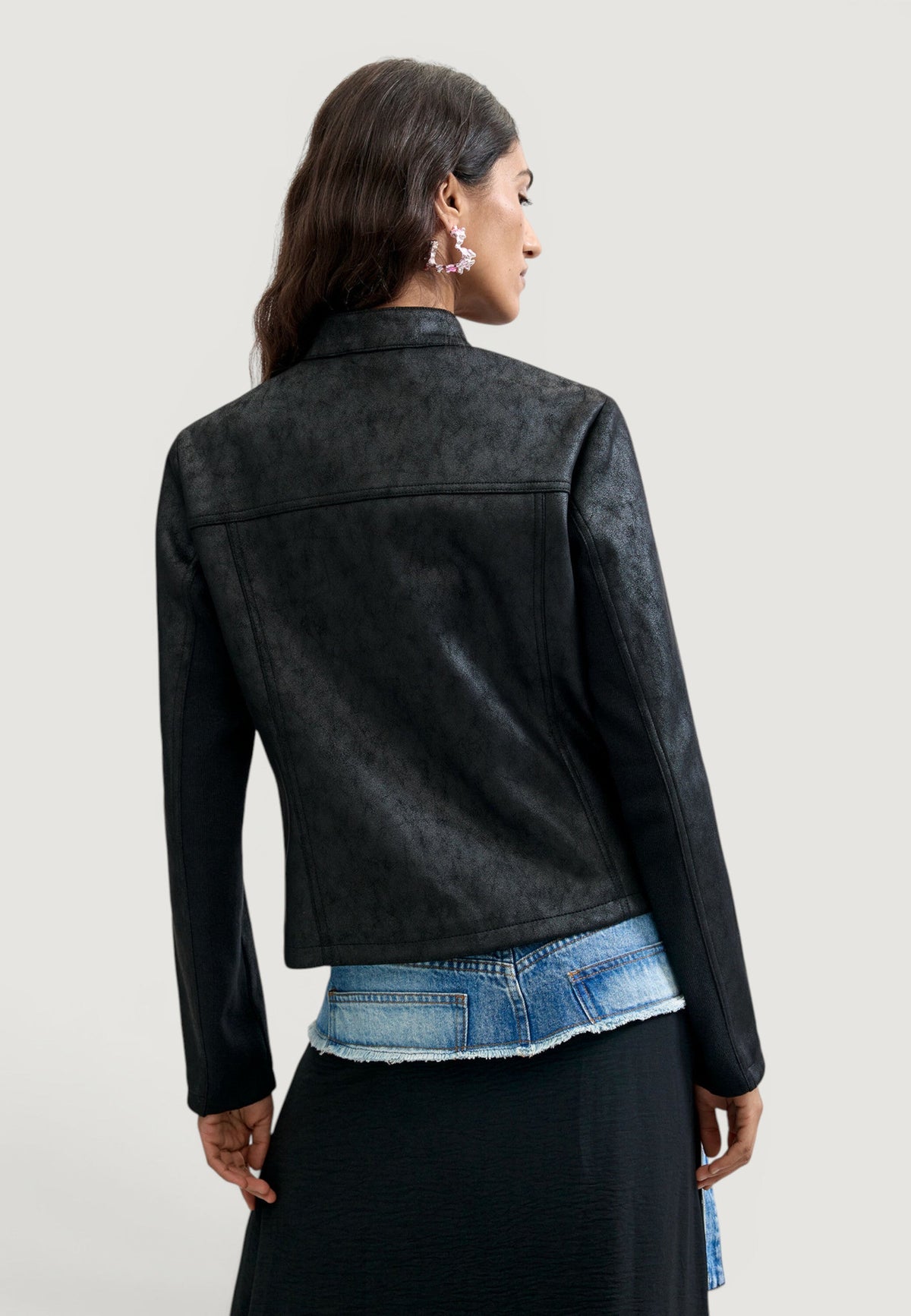 Desigual Bikercy Bikerjack met dubbele ritssluiting – Zwart