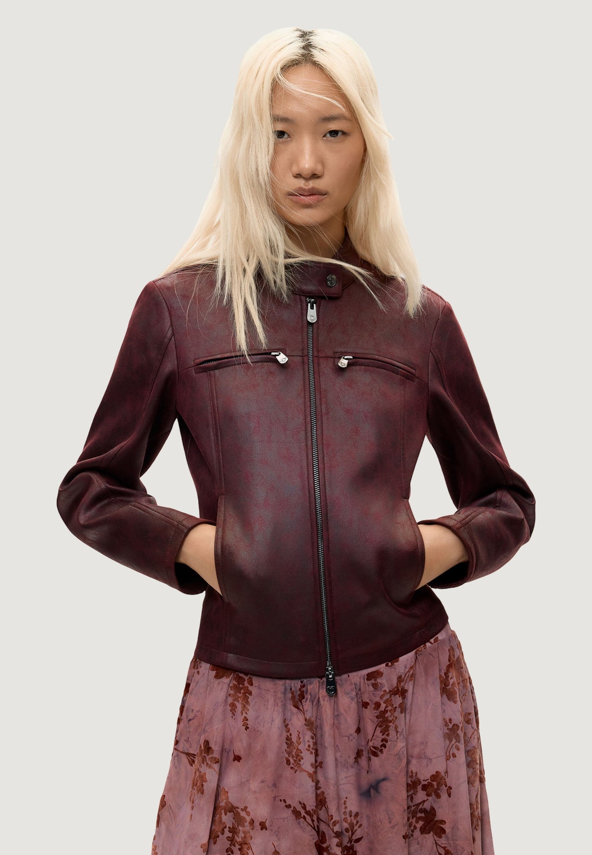 Desigual Bikercy Bikerjack met dubbele ritssluiting – Bordeaux