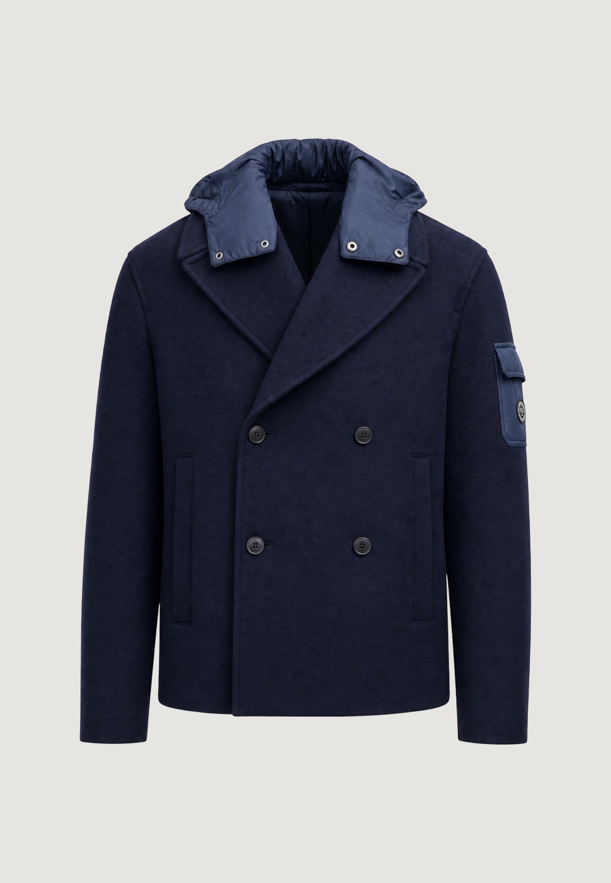 Armani Exchange Jas van Wolmix met Revers – Marineblauw