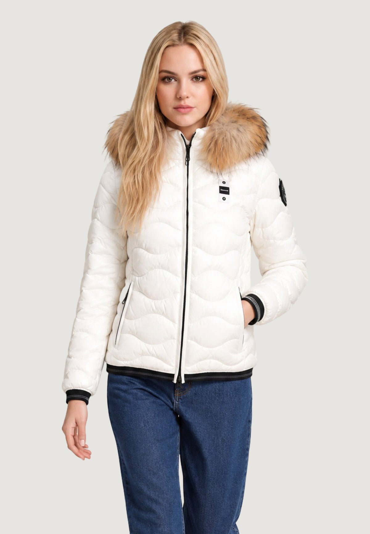 Blauer Aldie Gewatteerde jas met capuchon – Wit