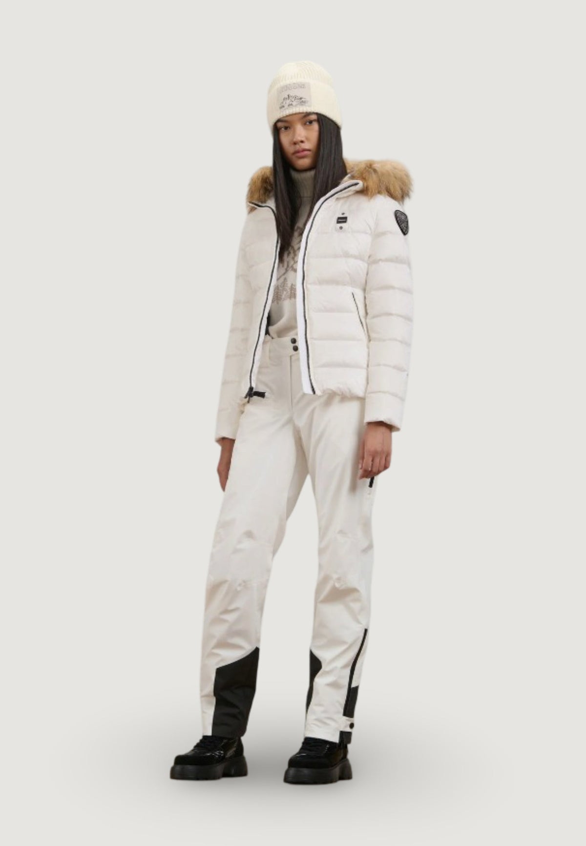 Blauer Arcadia Gewatteerde jas met capuchon – Wit