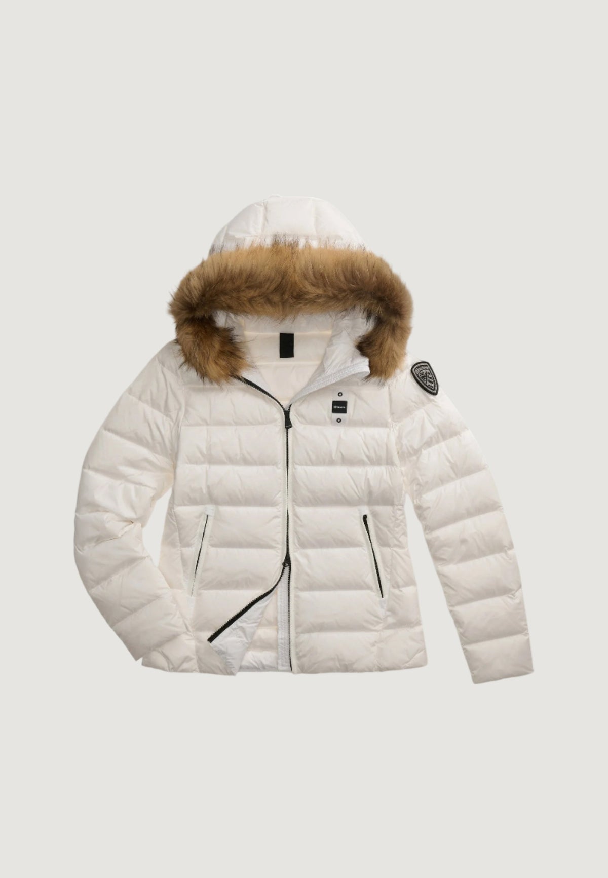 Blauer Arcadia Gewatteerde jas met capuchon – Wit