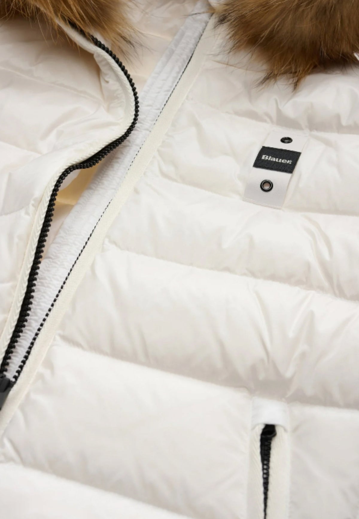 Blauer Arcadia Gewatteerde jas met capuchon – Wit