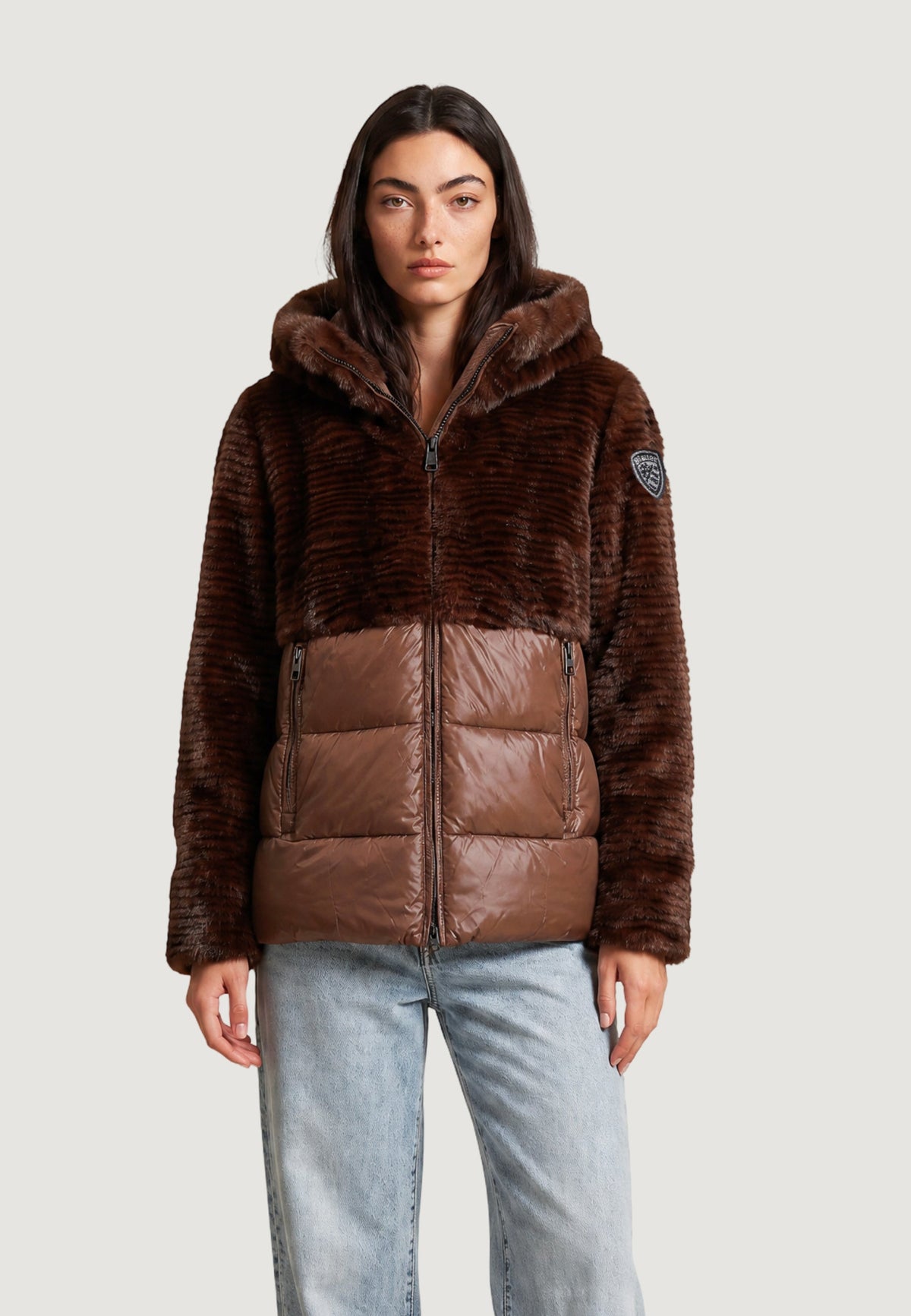 Blauer Fanevil Gewatteerde jas met capuchon – Bruin