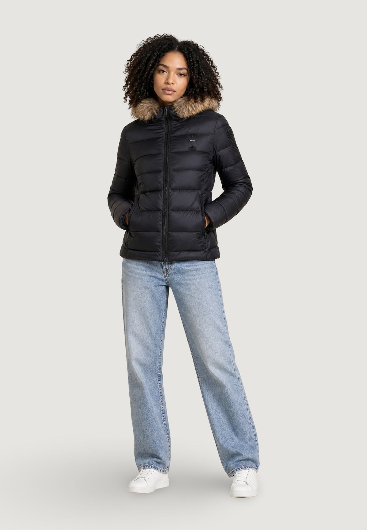Blauer Arcadia Gewatteerde jas met capuchon – Zwart