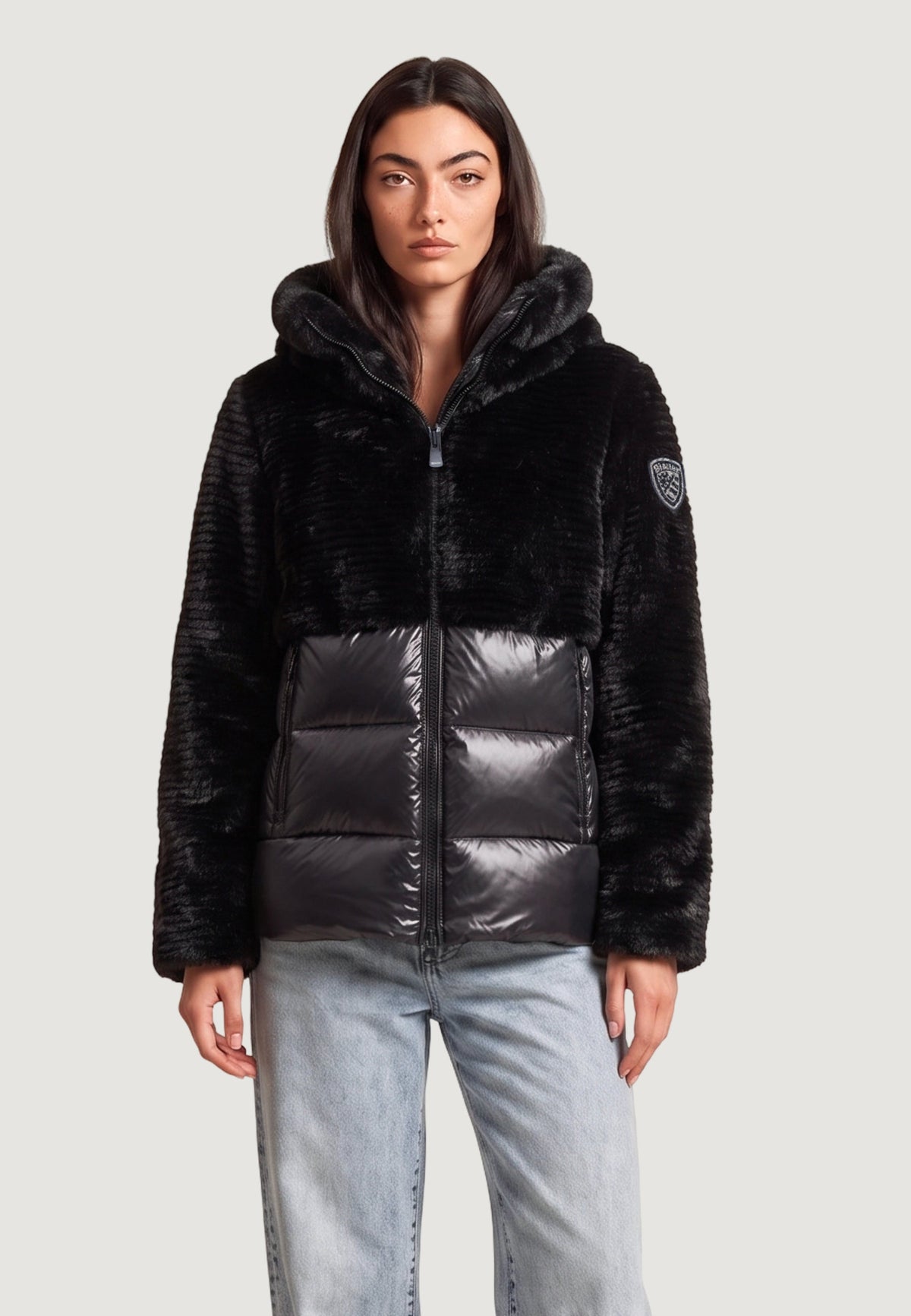 Blauer Fanevil Gewatteerde jas met capuchon – Zwart