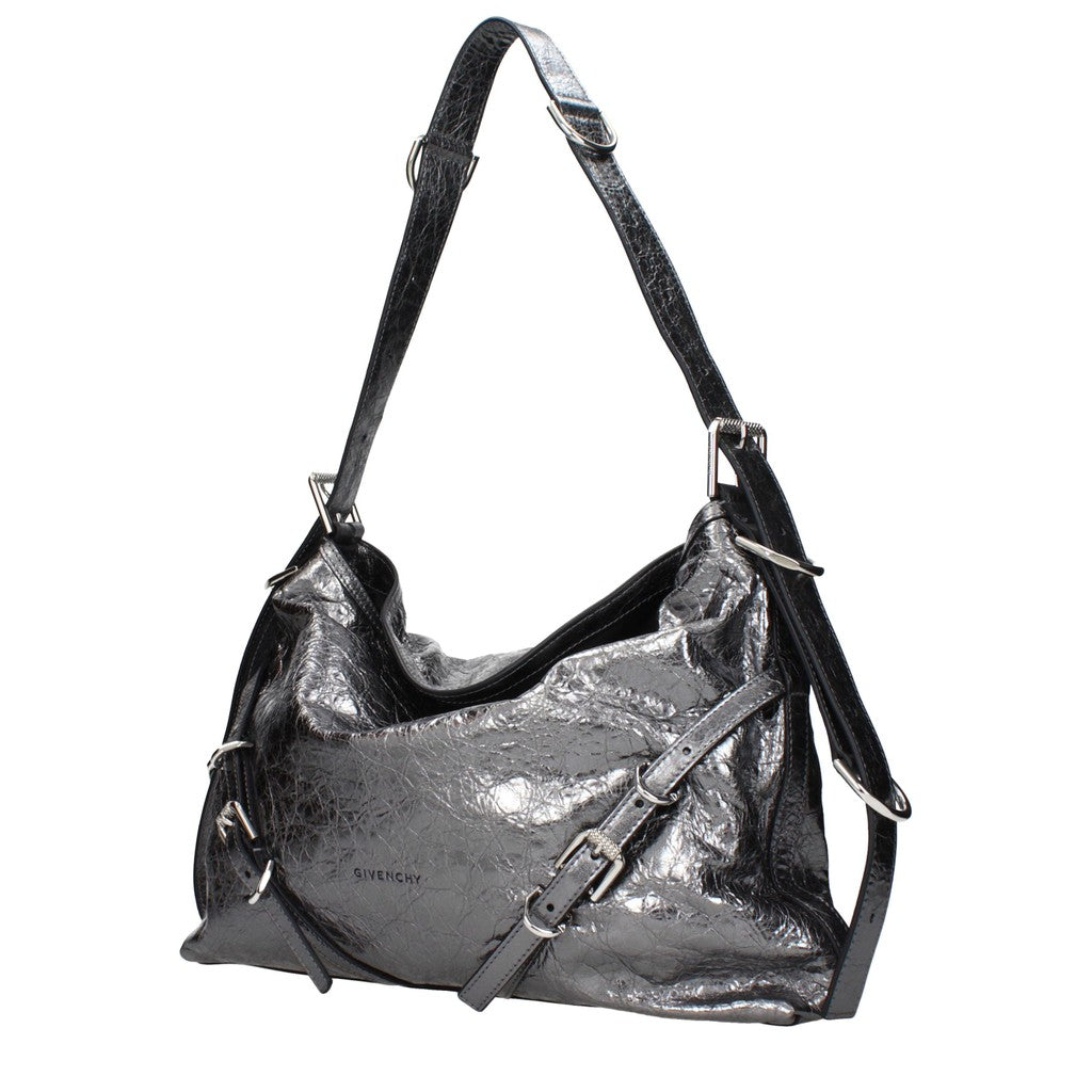 Givenchy Voyou Schoudertas van gelamineerd leer – Zilver