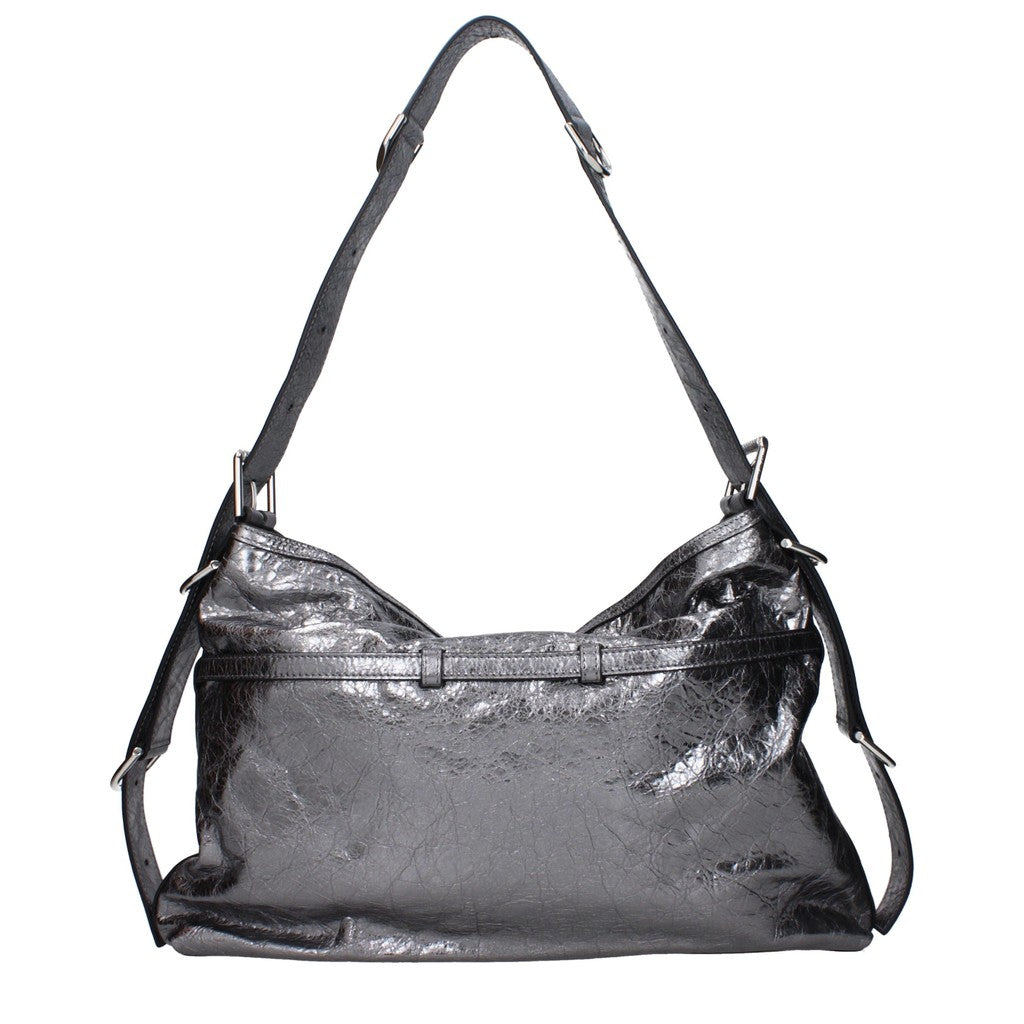 Givenchy Voyou Schoudertas van gelamineerd leer – Zilver