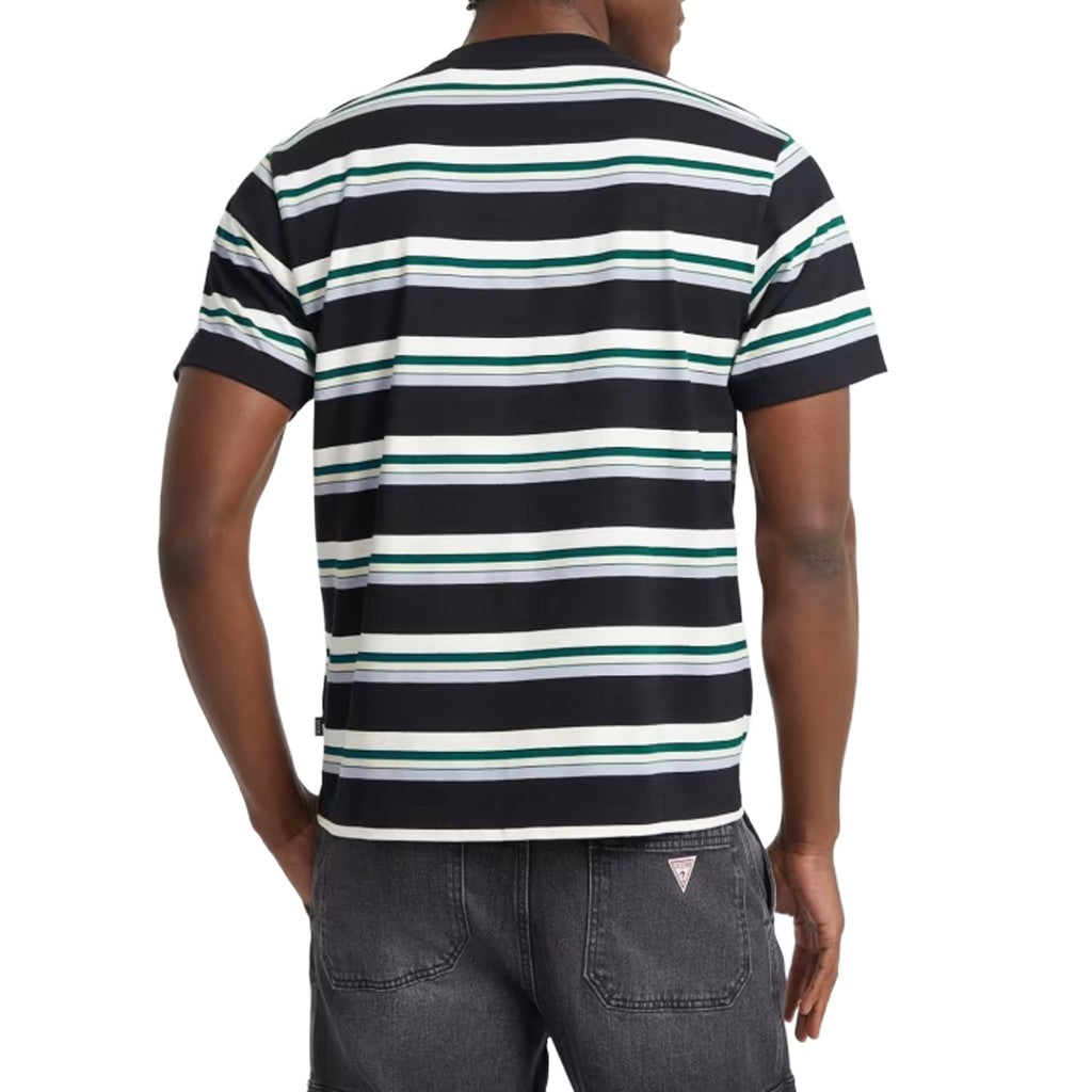 Guess Gestreept T-shirt met logoborduring Heren – Zwart