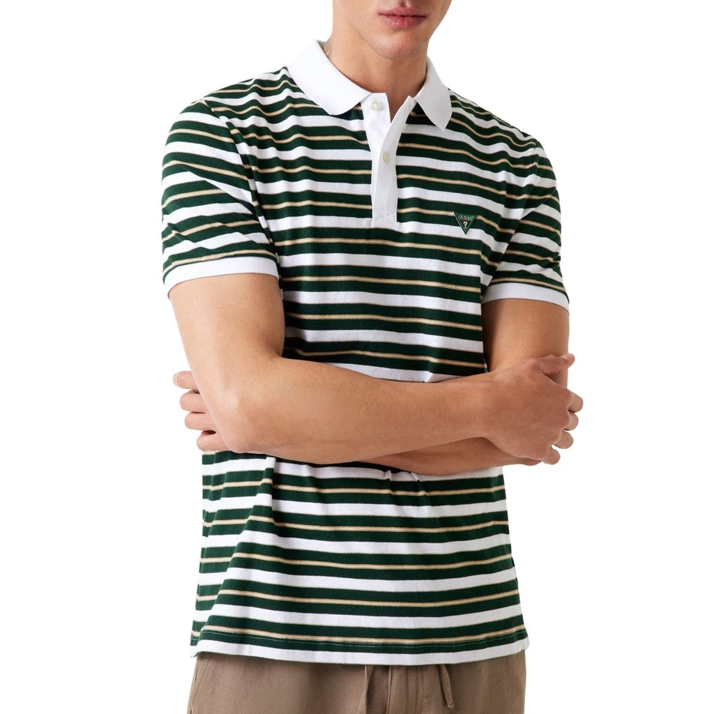 Guess Gestreepte polo – Wit / Donkergroen