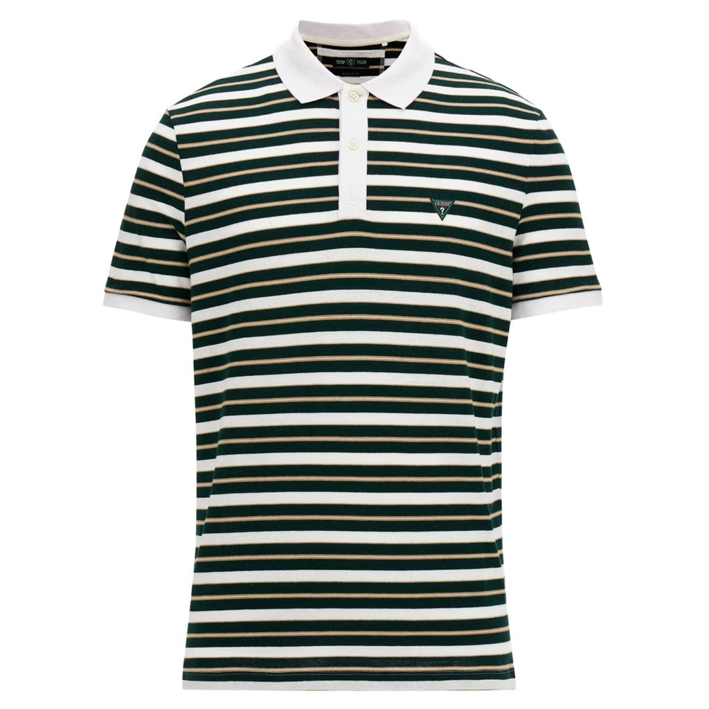 Guess Gestreepte polo – Wit / Donkergroen