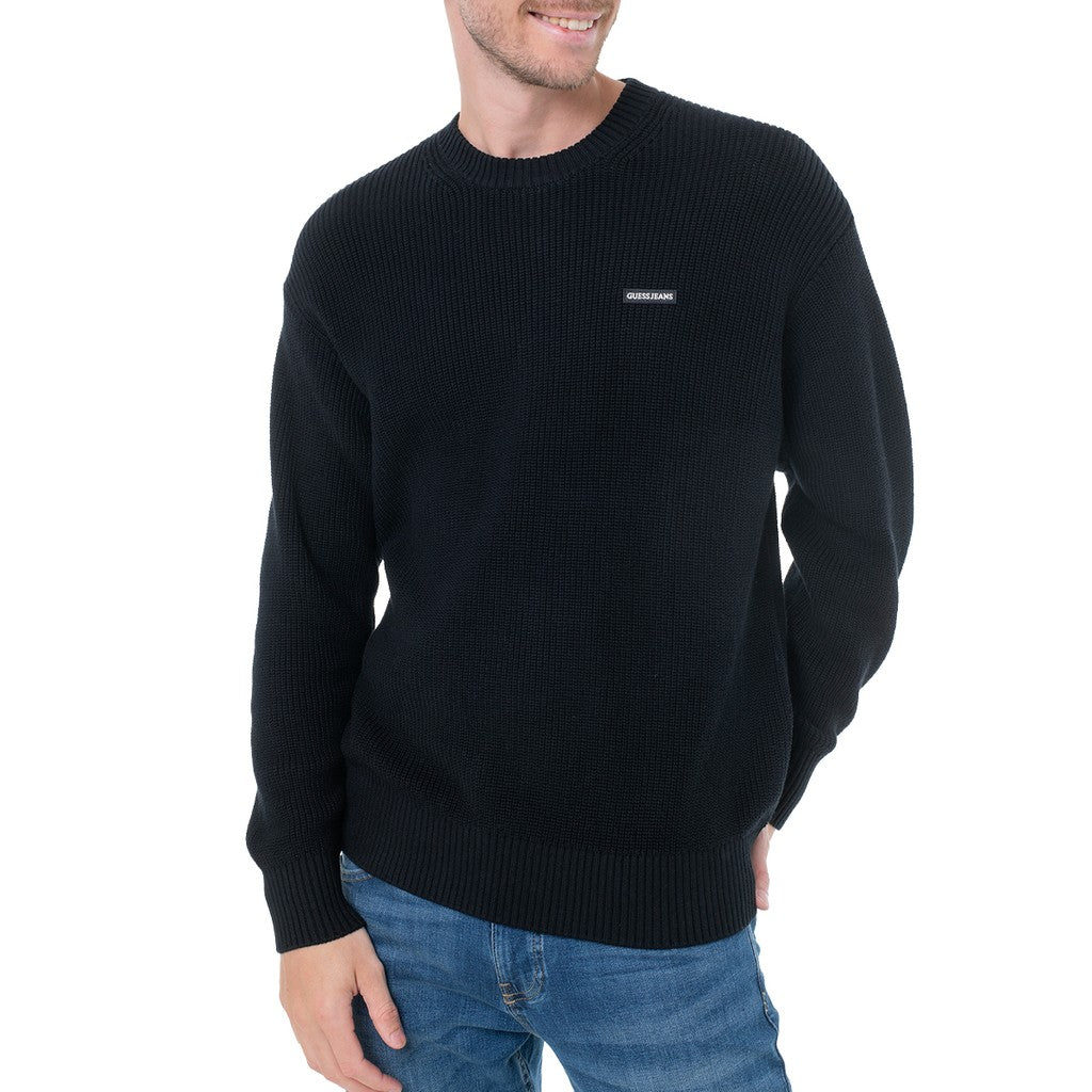 Guess Katoenen trui met ronde hals – Zwart