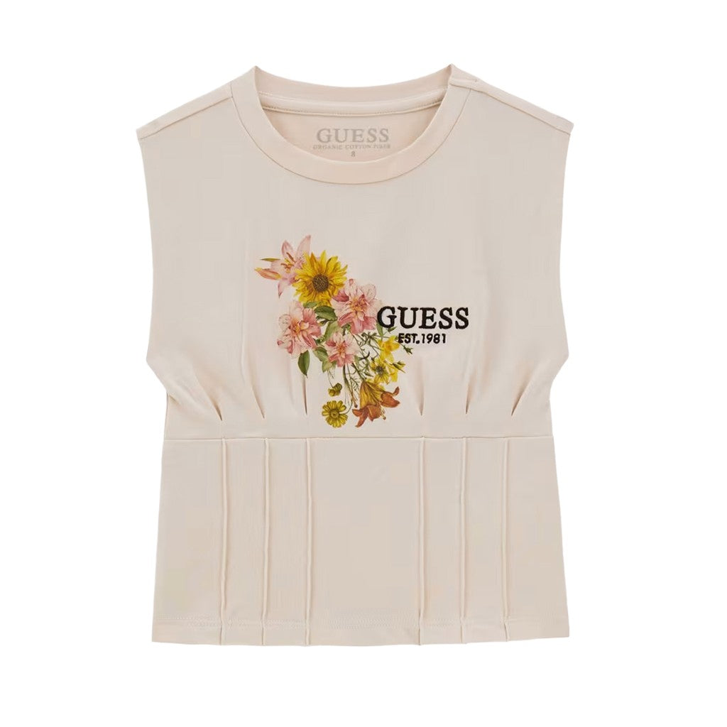Guess Kids Top met logoborduring – Crème