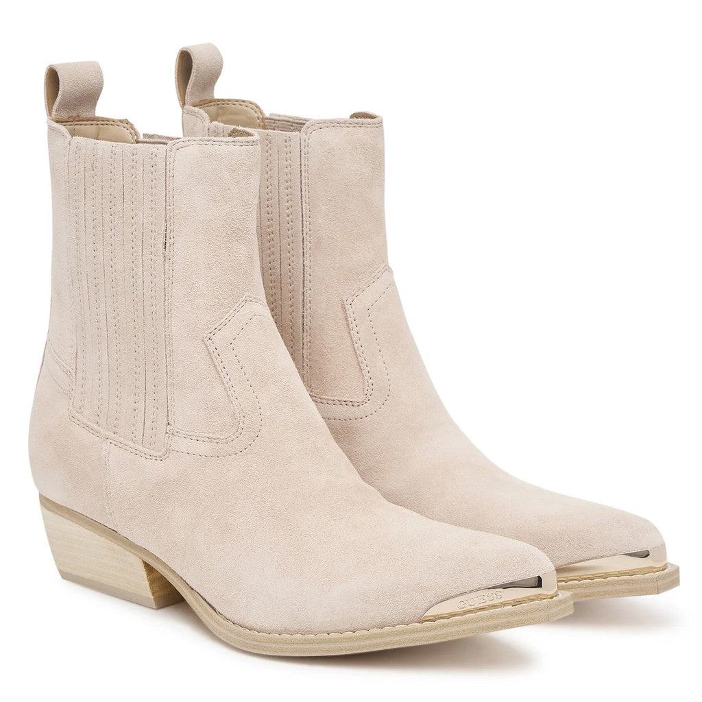 Guess Leren enkellaarzen Dames – Beige