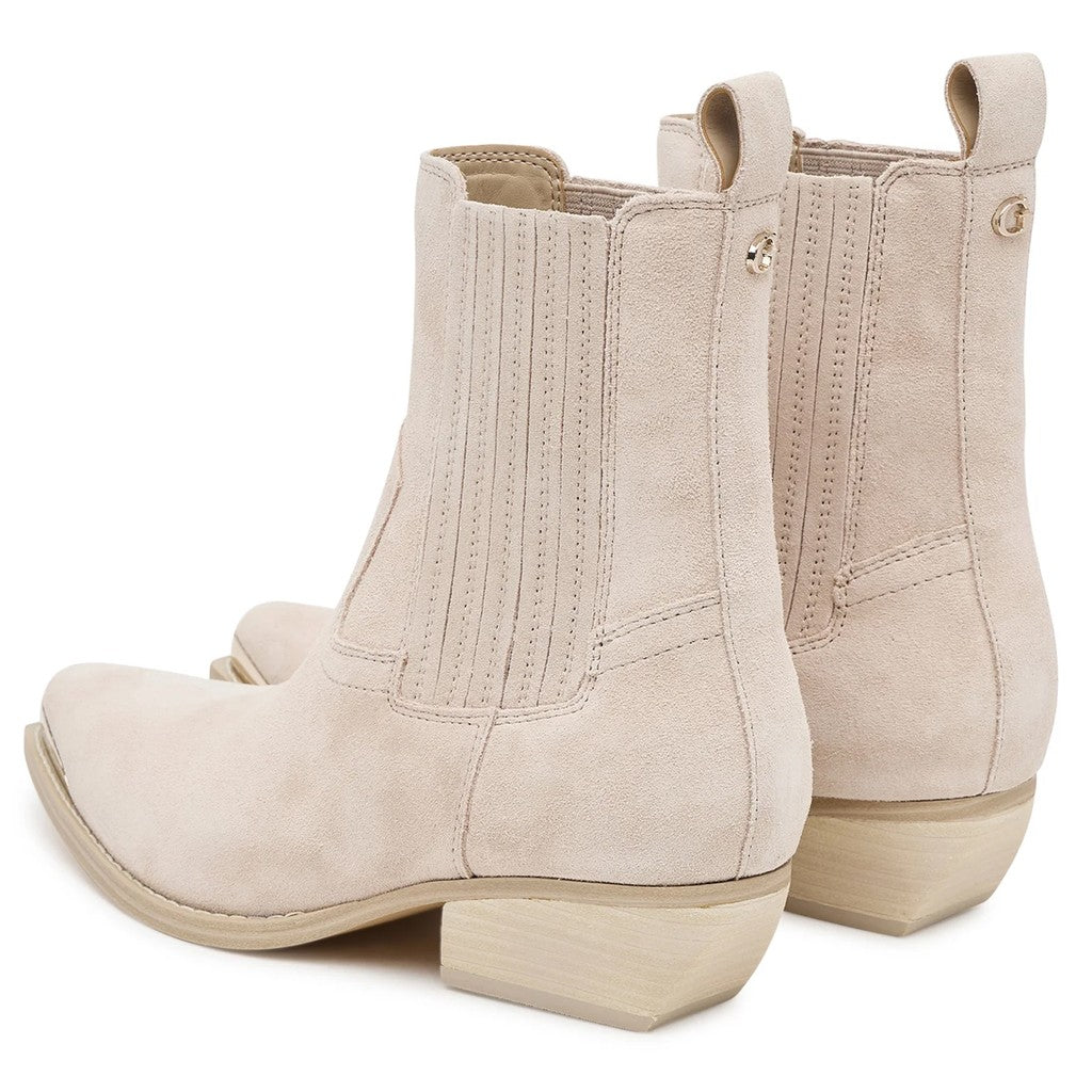 Guess Leren enkellaarzen Dames – Beige