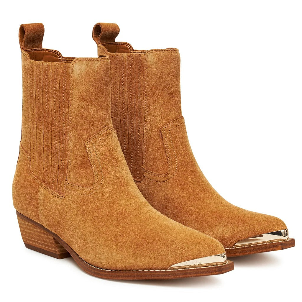 Guess Leren enkellaarzen Dames – Bruin
