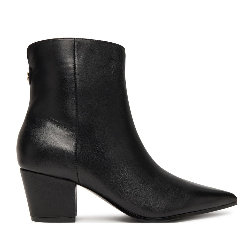 Guess Leren enkellaarzen met rits – Zwart