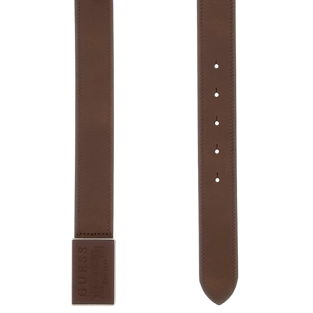 Guess Leren riem met logo – Donkerbruin