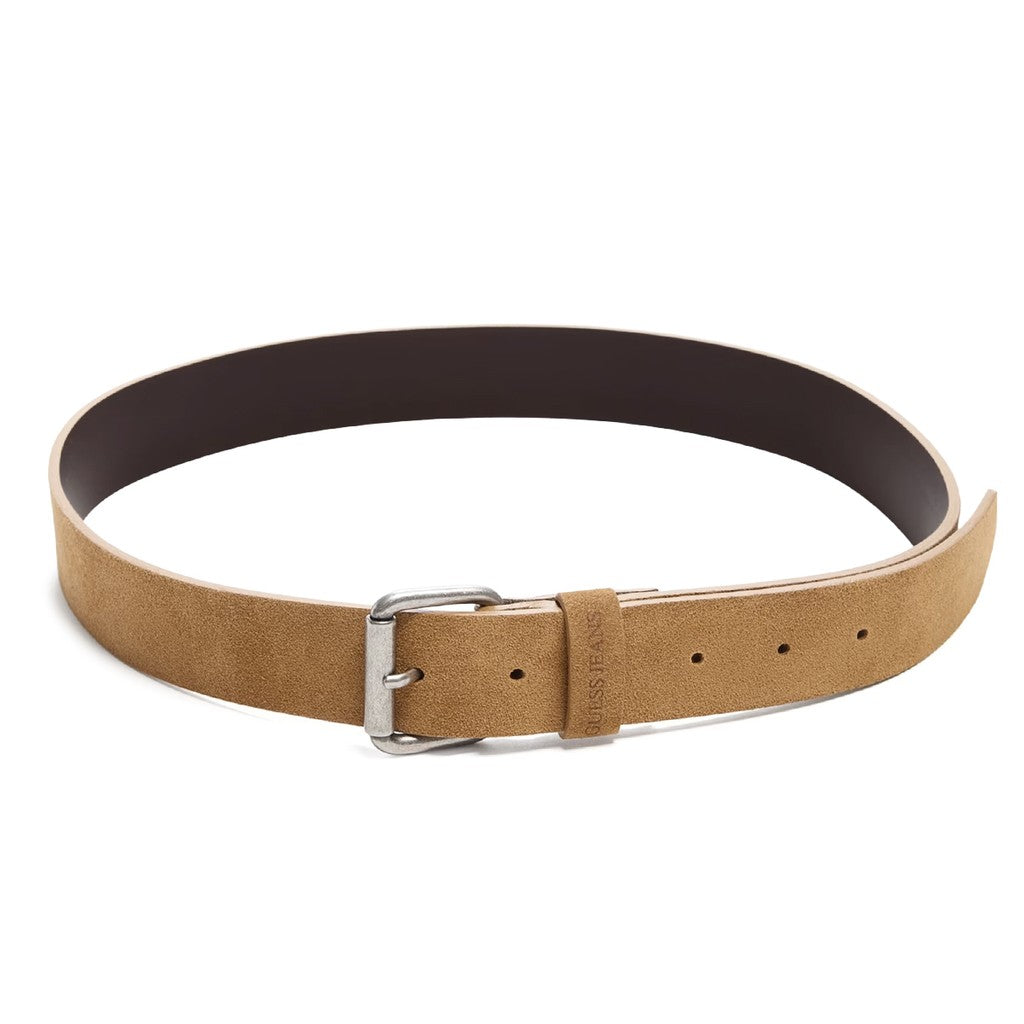 Guess Leren riem met logoprint – Bruin