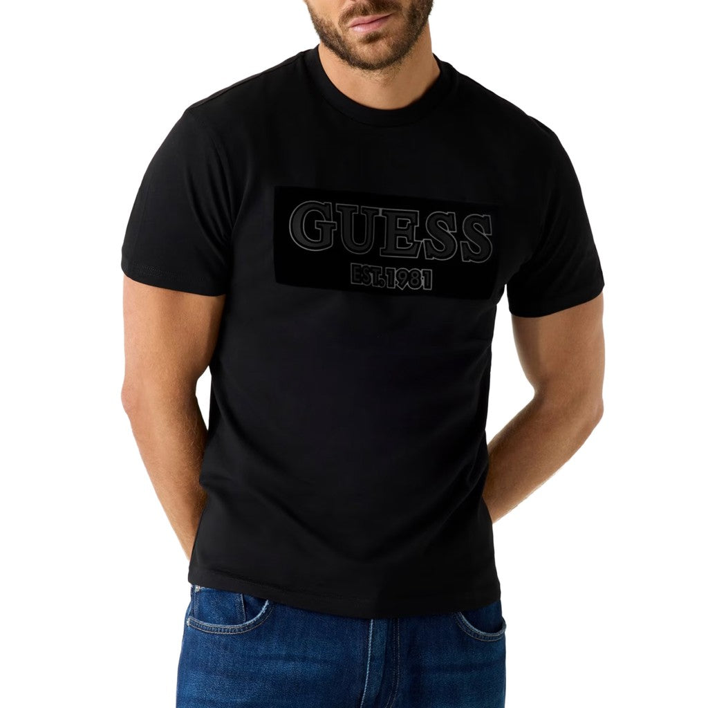 Guess Regular fit T-shirt met logo – Zwart