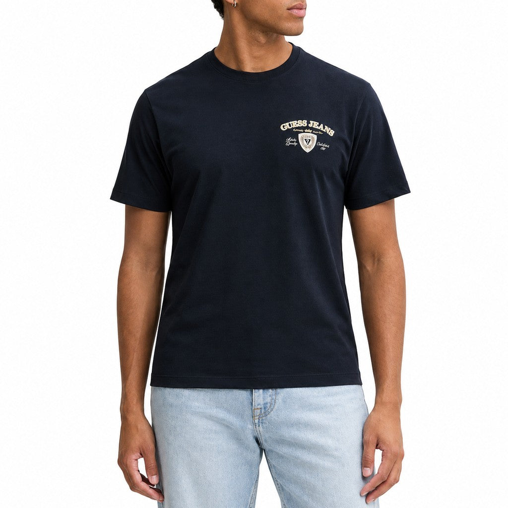 Guess Regular fit T-shirt met logoprint – Blauw