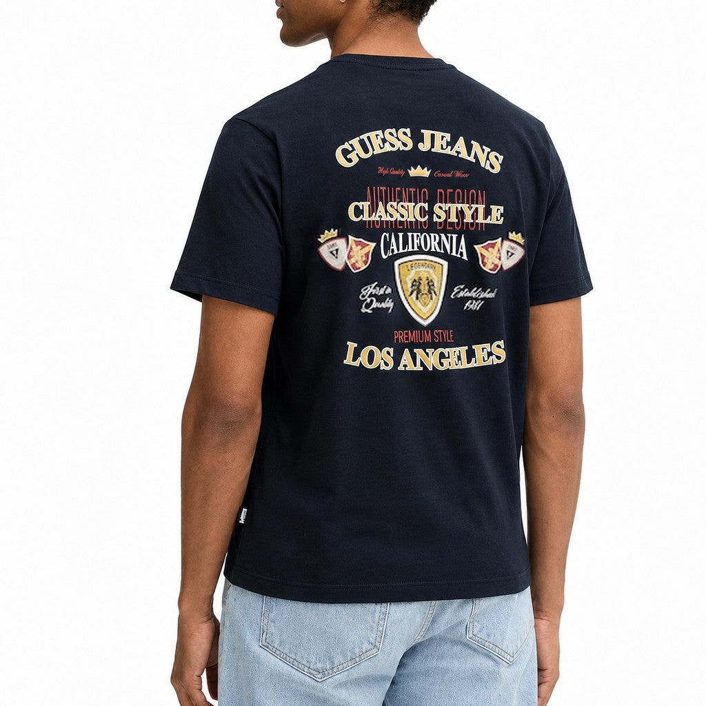 Guess Regular fit T-shirt met logoprint – Blauw