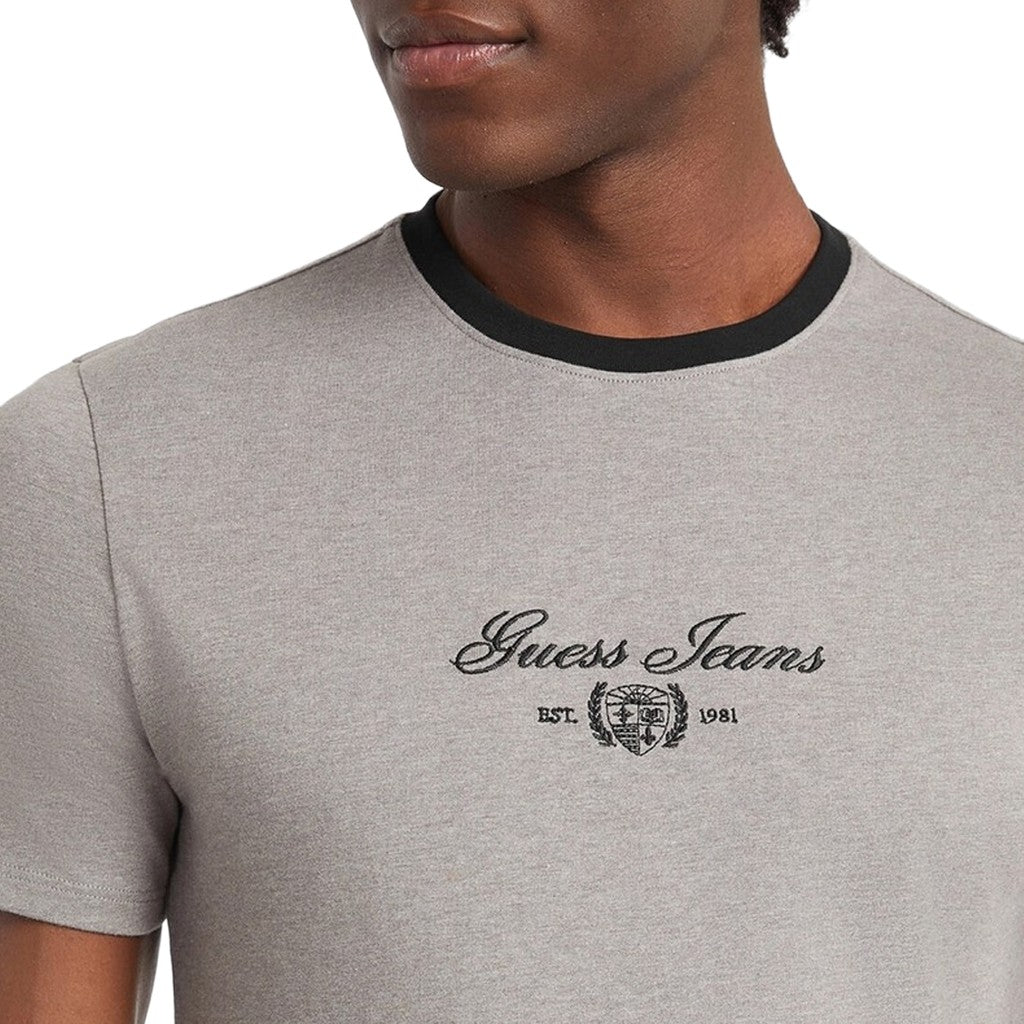 Guess Slim fit T-shirt met logoborduring – Donkergrijs