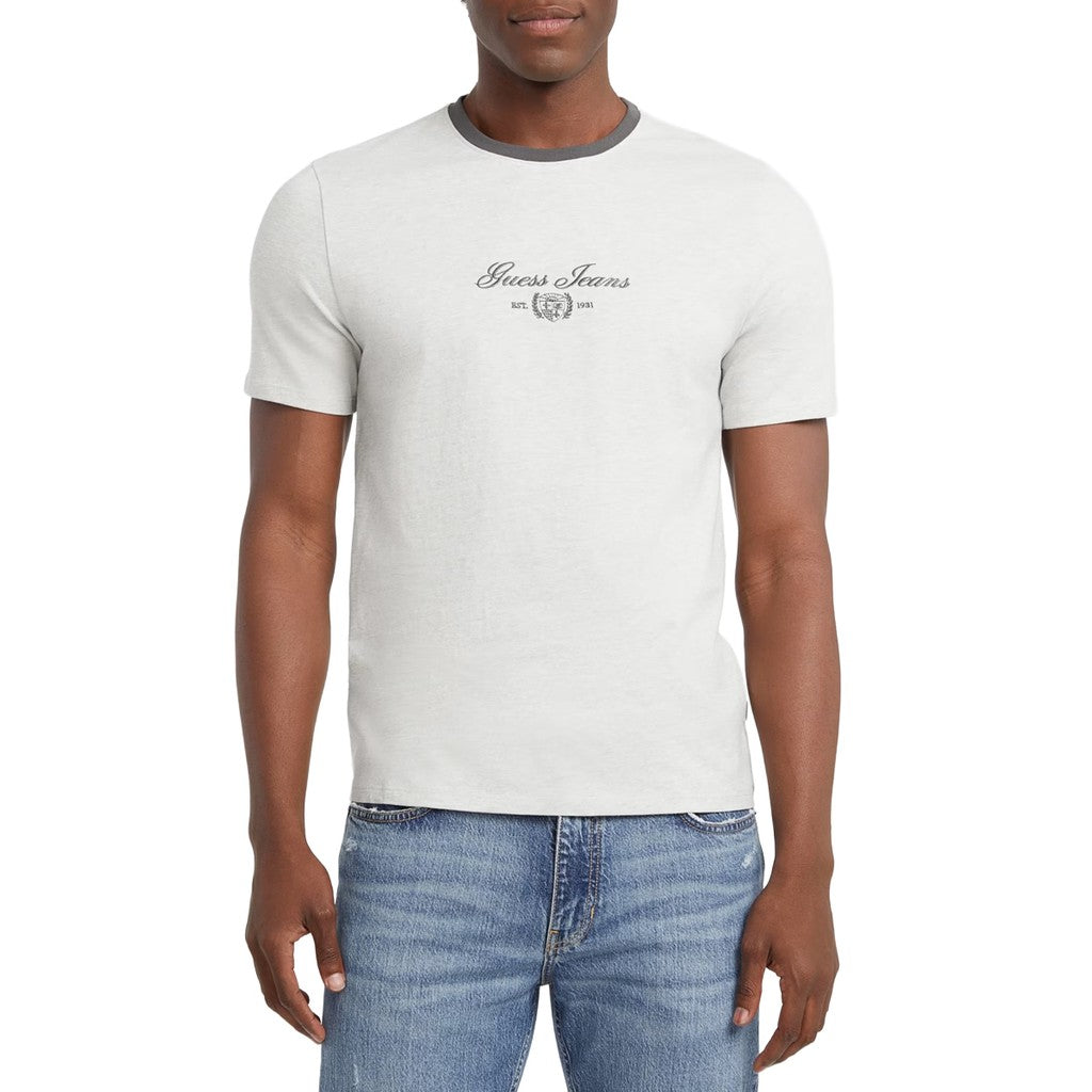 Guess Slim fit T-shirt met logoborduring – Lichtgrijs