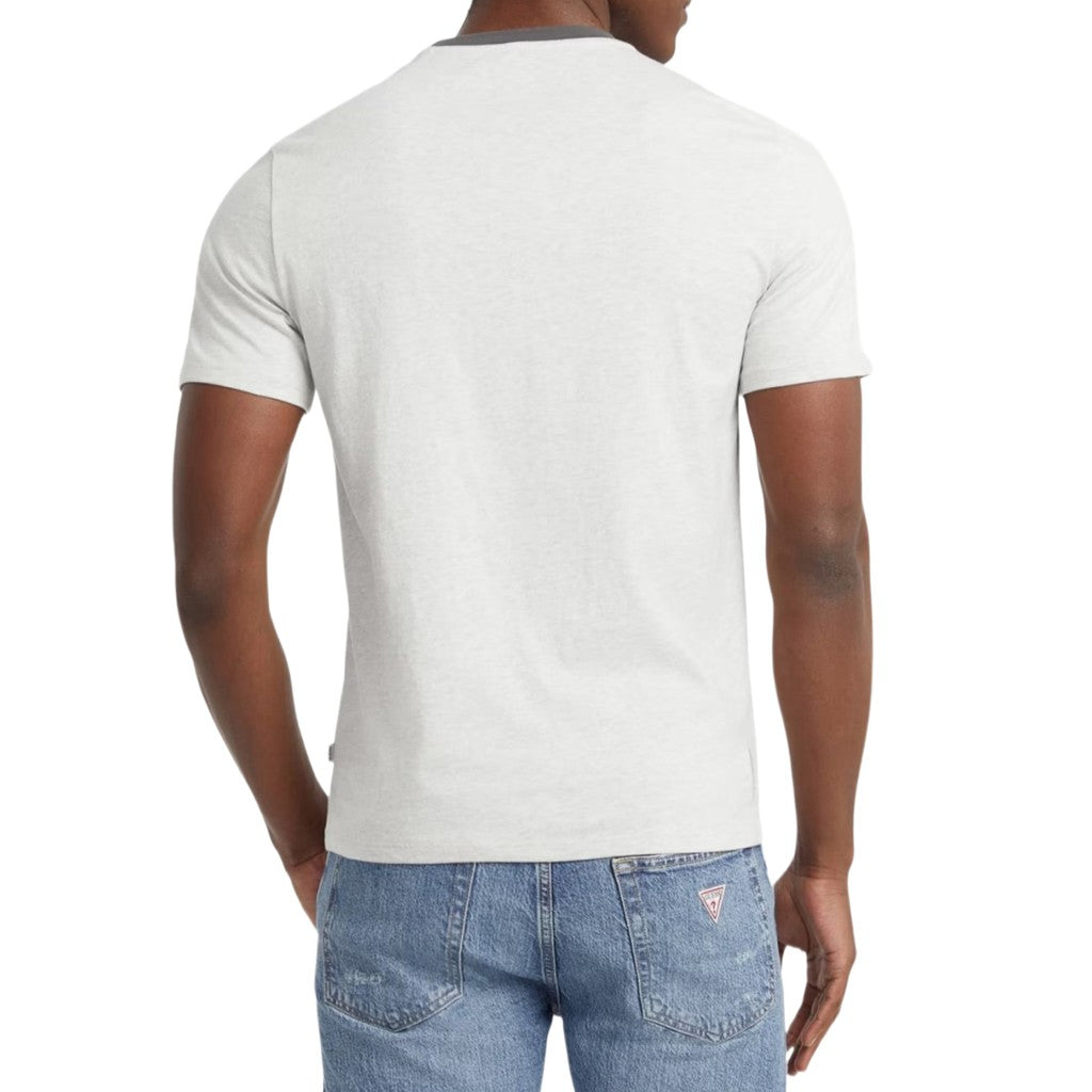 Guess Slim fit T-shirt met logoborduring – Lichtgrijs