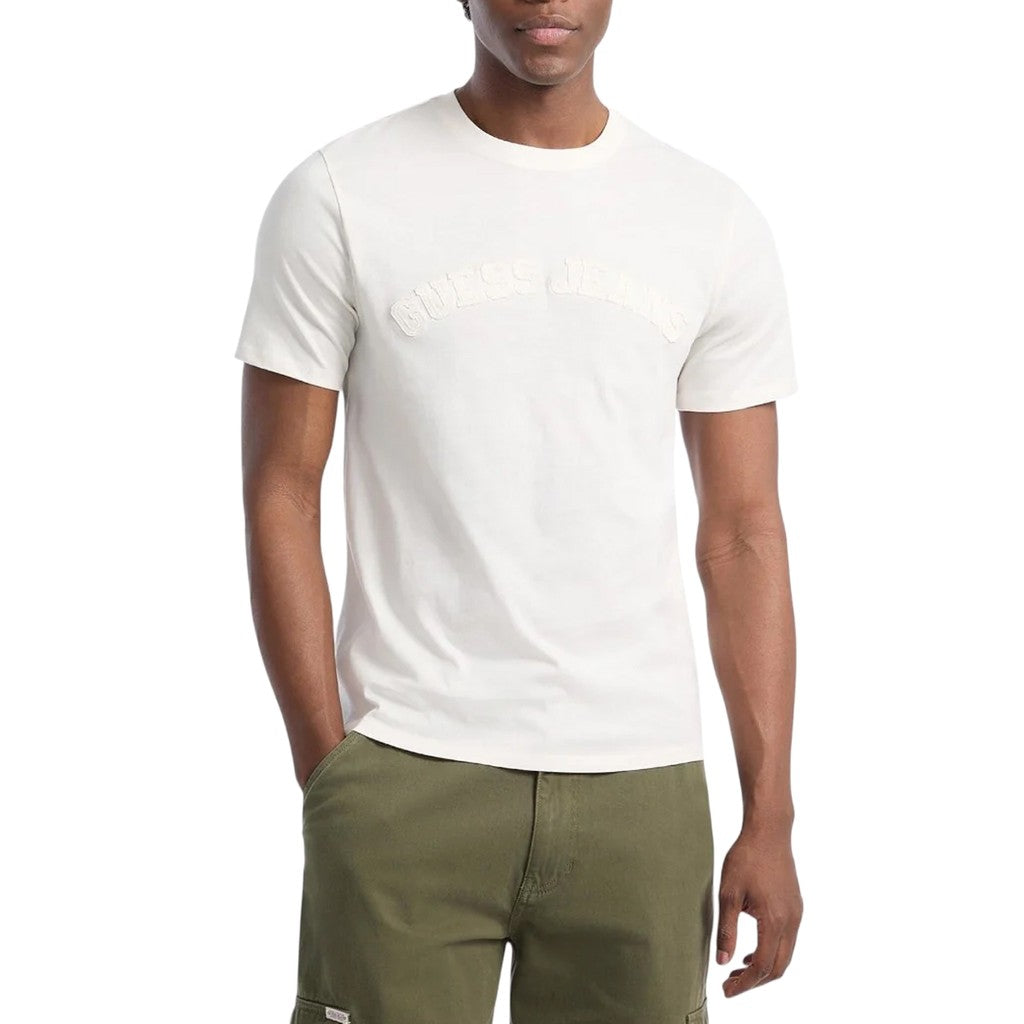 Guess Slim fit T-shirt met logoborduring – Wit