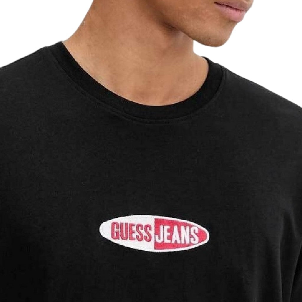 Guess Slim fit T-shirt met logoborduring – Zwart