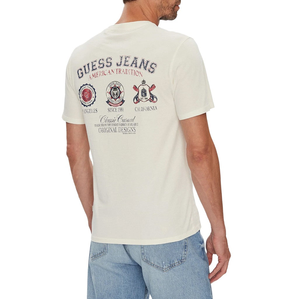 Guess Slim fit T-shirt met logoprint – Wit